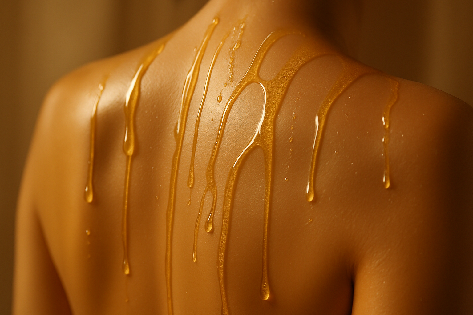 body oil dripping on a body